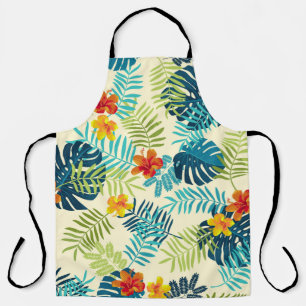 Delantal Patrón de verano de Monstera Tropical Hibiscus