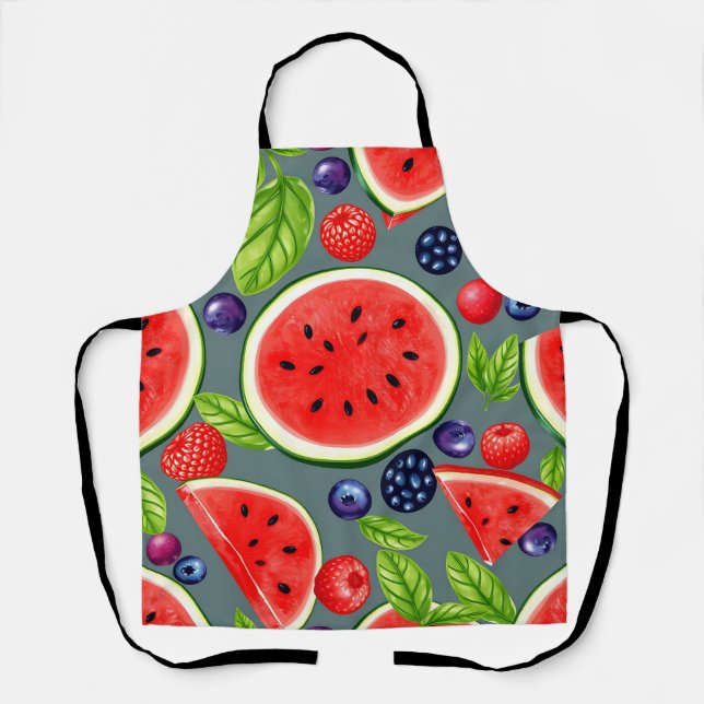 Delantal Patrón de verano de sandía y bayas (Anverso)