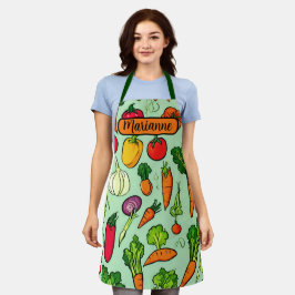 Delantal Patrón De Verduras Con Nombre Costero
