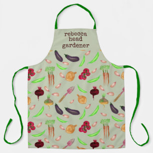 Delantal Patrón de verduras de acuarela personalizado