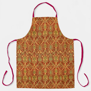 Delantal Patrón de William Morris rojo Turquesa dorado