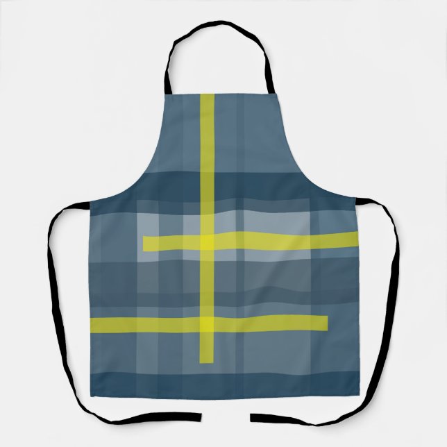 Delantal Patrón de yeso azul y amarillo (Anverso)