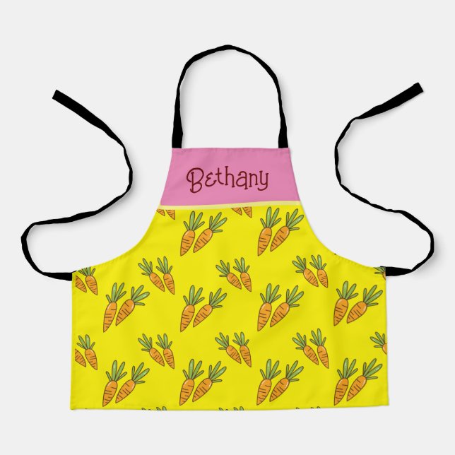 Delantal Patrón de zanahoria amarillo personalizado para lo (Anverso)