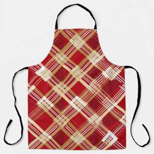 Delantal Patrón diagonal moderno rojo y blanco trenzado