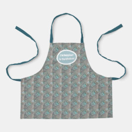 Delantal Patrón digital Swirl Aqua y Dusty Rosa