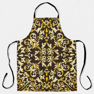 Delantal Patrón dorado barroco sin soldadura sobre fondo n