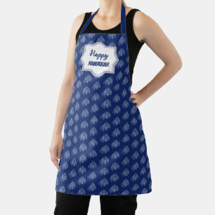 Delantal Patrón elegante feliz Hanukkah Blue Menorah