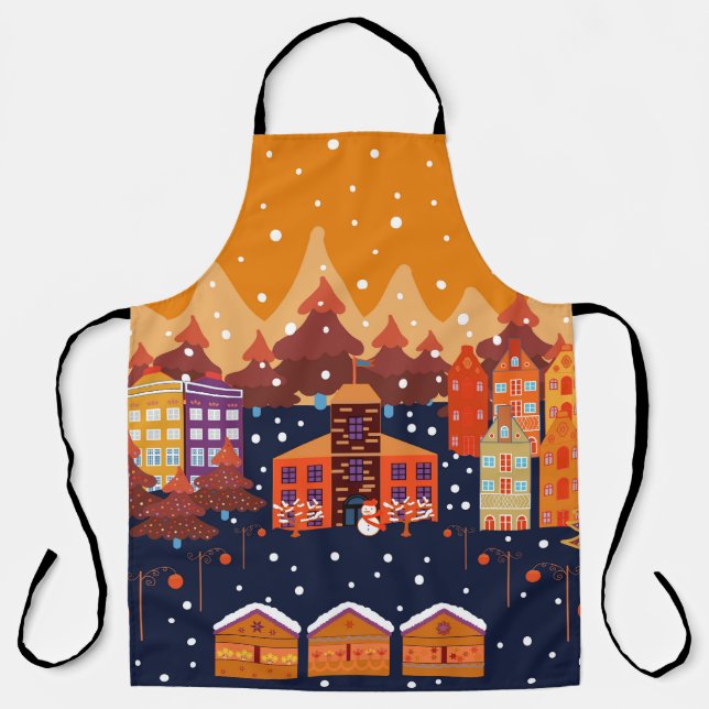 Delantal Patrón escandinavo de árboles de casas infantiles (Anverso)