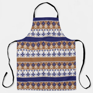 Delantal Patrón escandinavo rayado azul marrón