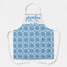 Delantal Patrón étnico ucraniano azul blanco - Este