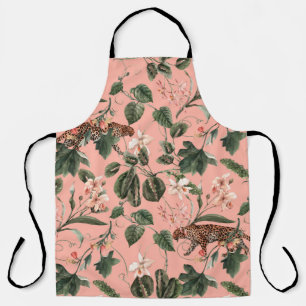 Delantal Patrón exótico tropical acuarela con orquídea, gr