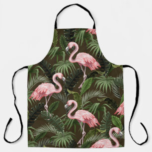 Delantal Patrón Flamingo Tropical: Hojas Vintage