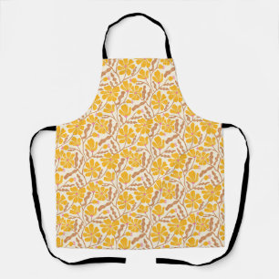 Delantal Patrón floral abstracto amarillo boho