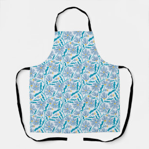 Delantal Patrón floral abstracto azul Boho