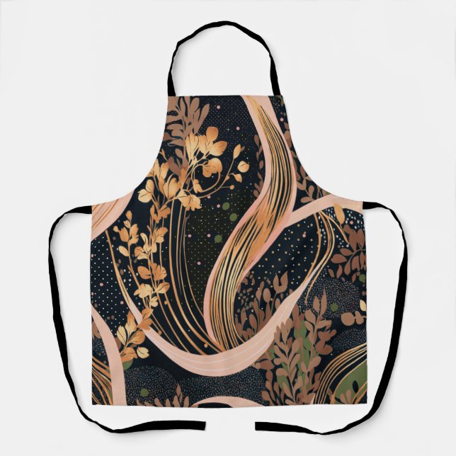 Delantal Patrón floral abstracto, puntos de polka, vides (Anverso)