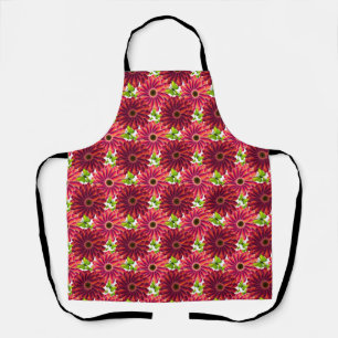 Delantal Patrón floral atrevido con mariposas   Rojo vibran