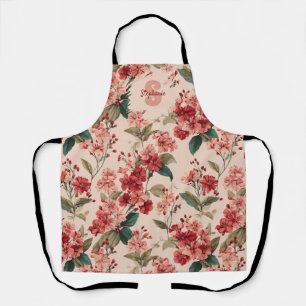 Delantal Patrón floral azalea rosado vintage - clásico