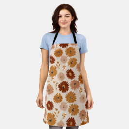 Delantal Patrón floral boho tierra tono margarita bronceado