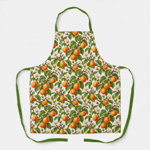 Delantal Patrón floral botánico de albaricoque vintage