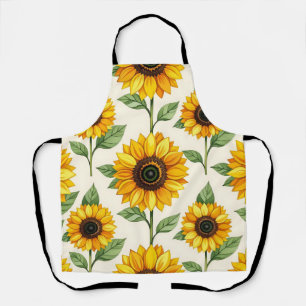 Delantal Patrón floral continuo de girasoles amarillo brill