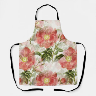 Delantal Patrón floral de camellia rosa
