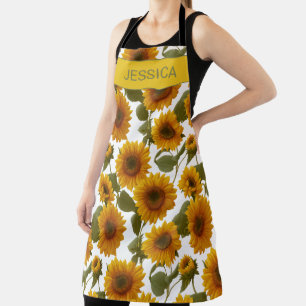 Delantal Patrón floral de flor de girasol personalizado