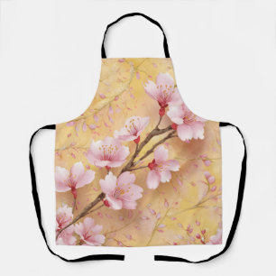 Delantal "Patrón floral de flores de cerezo acuarela"