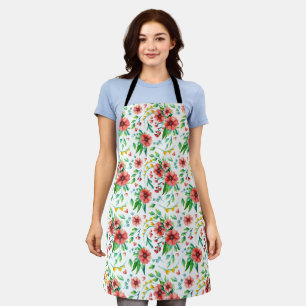 Delantal Patrón floral de flores rosadas pintadas a mano-23