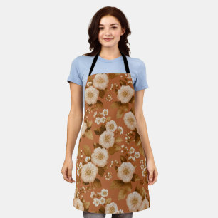 Delantal Patrón floral de flores silvestres de terracota bo