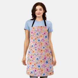 Delantal Patrón floral de flores silvestres en acuarela col