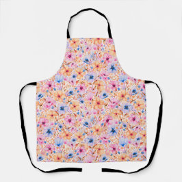 Delantal Patrón floral de flores silvestres en acuarela col