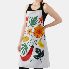 Delantal Patrón floral de frutas tropicales escandinavas re