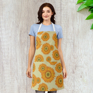 Delantal Patrón floral de girasol amarillo retro de los 70