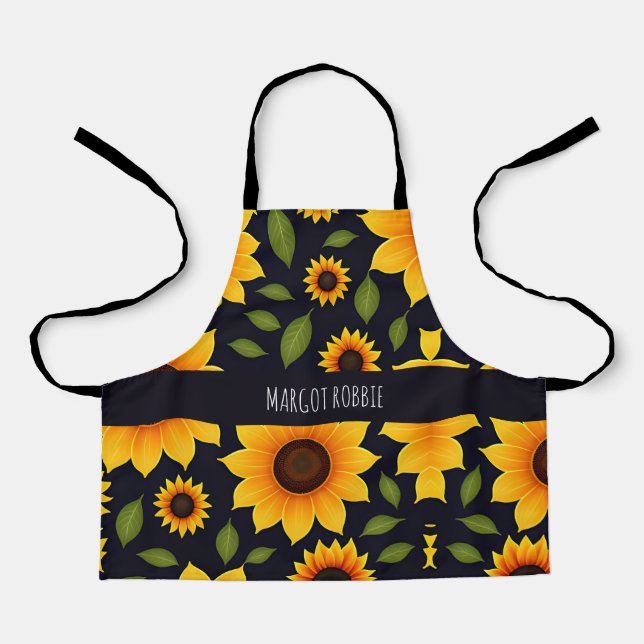 Delantal Patrón floral de la granja de girasoles (Anverso)