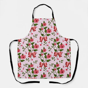 Delantal Patrón floral de lazo de cereza lindo