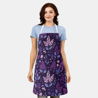 Delantal Patrón floral de Lilac vibrante