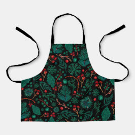 Delantal Patrón floral de Navidades de acuarela | Apron