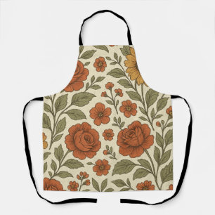 Delantal Patrón Floral de Otoño Vintage – Botánica Rústica