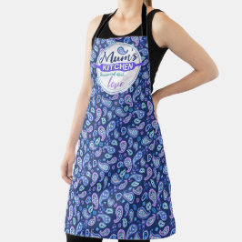 Delantal Patrón floral de Paisley - Azul