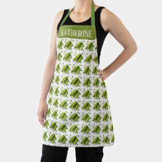 Delantal Patrón floral de pepino vegetal ligero personaliza
