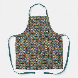 Delantal Patrón floral geométrico azteca vibrante