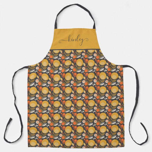 Delantal Patrón floral retro clásico (Anverso)