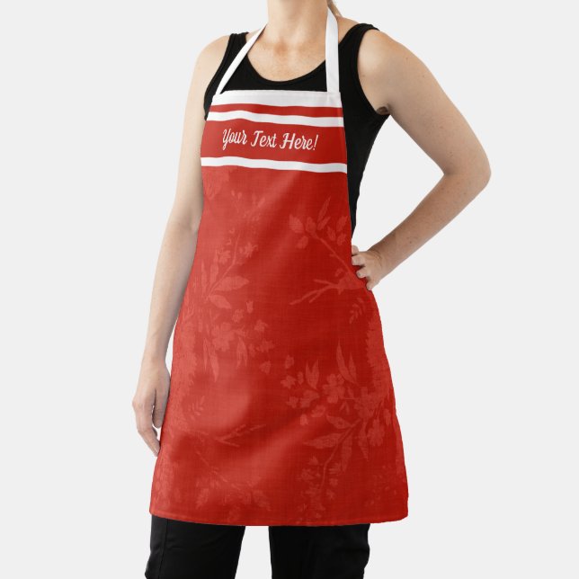 Delantal Patrón floral rojo bonito (in situ)