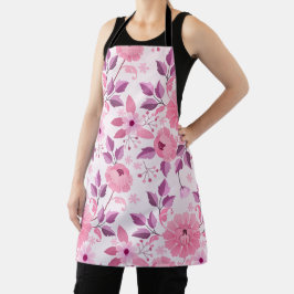 Delantal Patrón floral rosa con flores elegantes