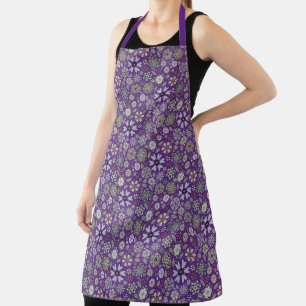 Delantal Patrón floral rosa púrpura pastel retro sin costur