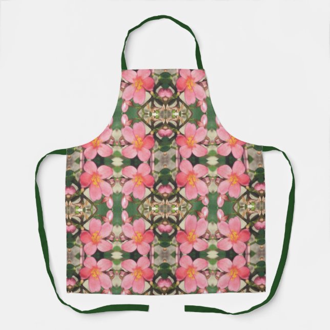 Delantal Patrón floral rosado (Anverso)