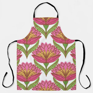 Delantal Patrón floral sin fisuras. Flores rojas brillantes