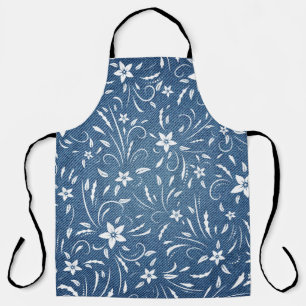 Delantal Patrón floral sobre el denim