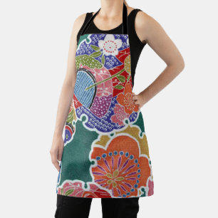 Delantal Patrón floral, textil de KIMONO japonés