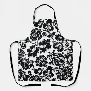Delantal Patrón Floral Veneciano en Negro y Blanco de Willi